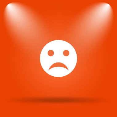 Üzgün smiley simgesi. Internet düğmesini turuncu zemin üzerine