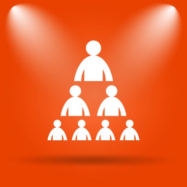 Kuruluş grafiği ile insanlar kutsal kişilerin resmi. Internet düğmesini turuncu zemin üzerine