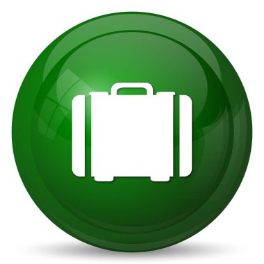 Bavul simgesi. Beyaz arka plan üzerinde Internet düğmesi