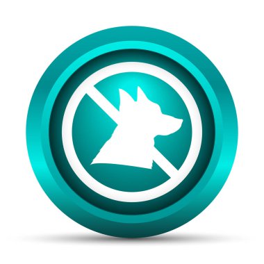 Yasak köpekler simgesi. Beyaz arka plan üzerinde Internet düğmesi