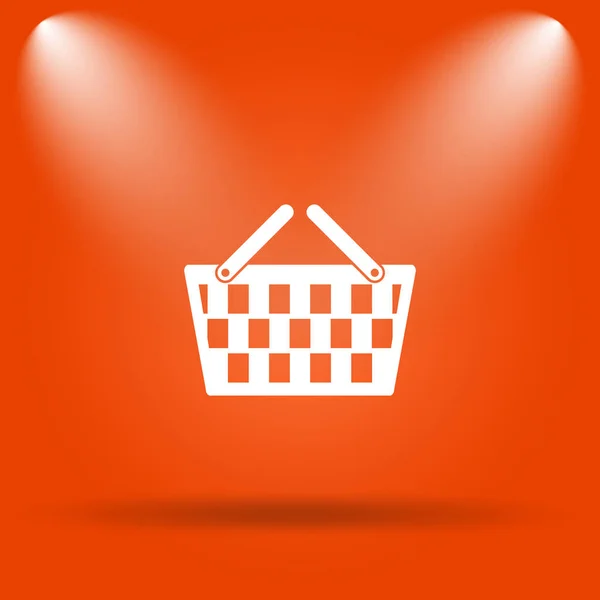 Значок Корзины Покупок Кнопка Интернет Оранжевом Фоне — стоковое фото