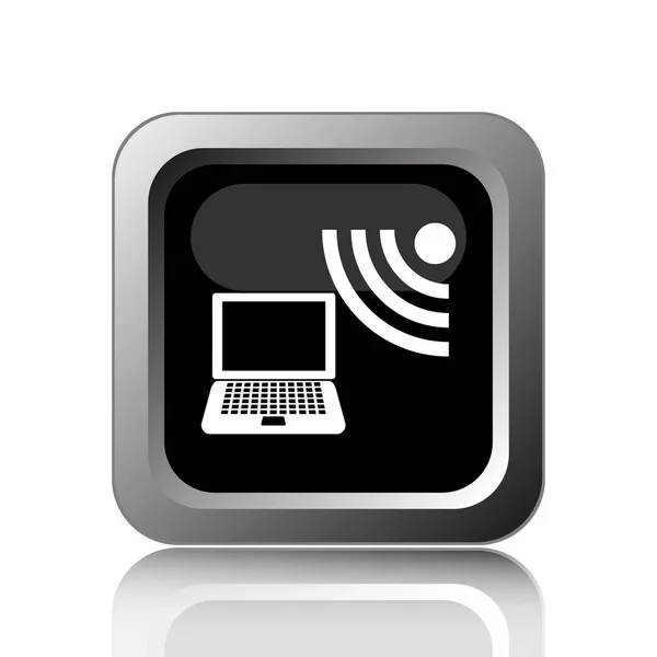 Wireless Laptop Icon Internet Button White Background — Stock Photo, Image