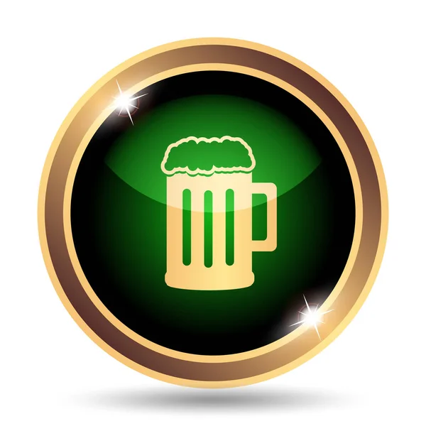 ビール アイコン 白い背景の上のインター ネット ボタン — ストック写真