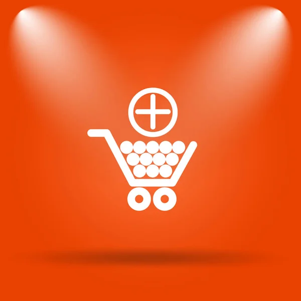 Add Shopping Cart Icon Internet Button Orange Background — Stock Photo, Image