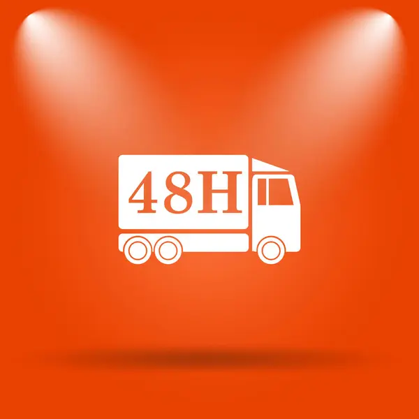 48H Icono Del Camión Reparto Botón Internet Sobre Fondo Naranja —  Fotos de Stock