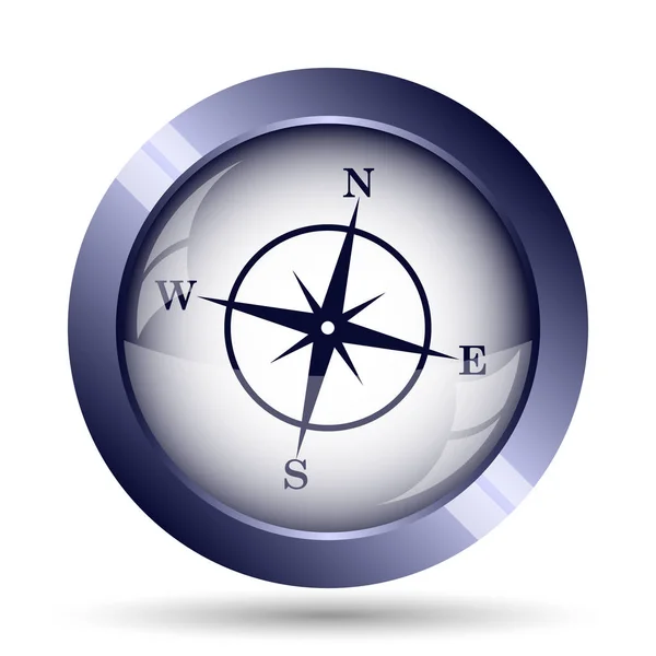 Ikona Kompas Przycisk Internet Białym Tle — Zdjęcie stockowe