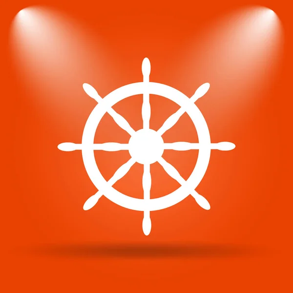Εικονίδιο Ναυτικό Τιμόνι Κουμπί Internet Πορτοκαλί Φόντο — Φωτογραφία Αρχείου