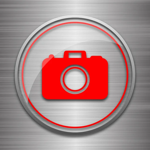 Photo Camera Icon Internet Button Metallic Background — Stock Photo, Image