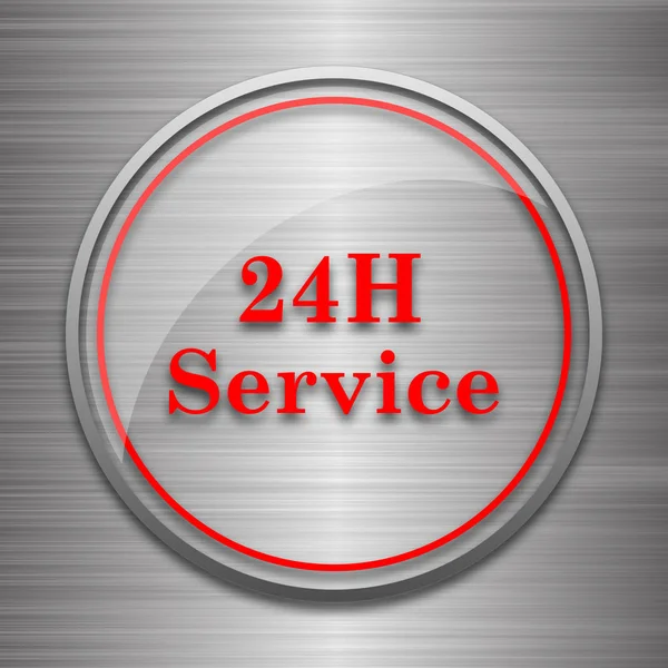 24H 服务图标 金属背景上的互联网按钮 — 图库照片