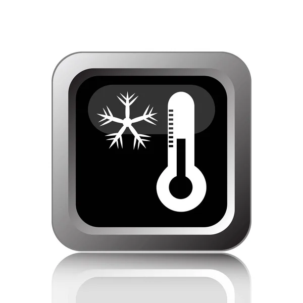 Fiocco Neve Con Icona Termometro Pulsante Internet Sfondo Bianco — Foto Stock