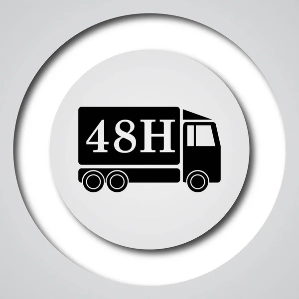 48H Icono Del Camión Reparto Botón Internet Sobre Fondo Blanco — Foto de Stock