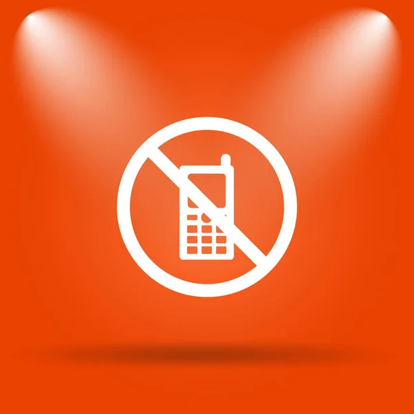 携帯電話は アイコンを制限されています オレンジ色の背景上のインター ネット ボタン — ストック写真