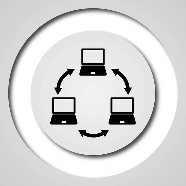Computer Network Icon Internet Button White Background — Stock Photo, Image