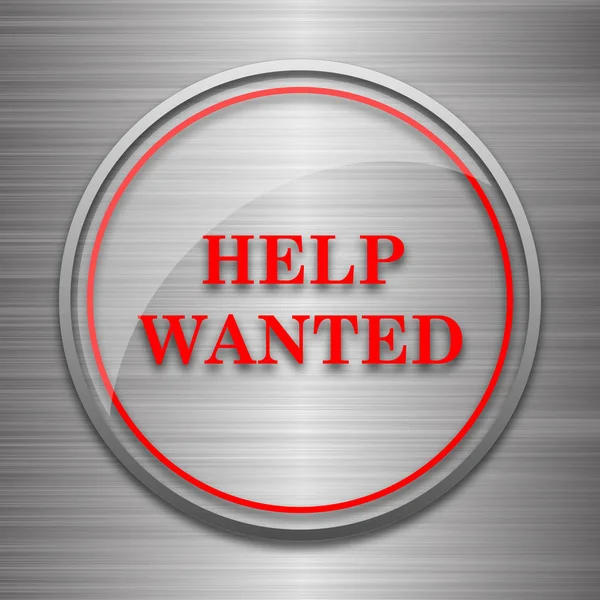 Help wanted icon. Internet button on metallic background