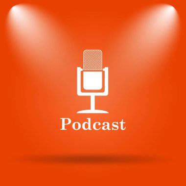 Podcast simgesi. Internet düğmesini turuncu zemin üzerine