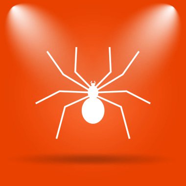 Örümcek simgesi. Internet düğmesini turuncu zemin üzerine