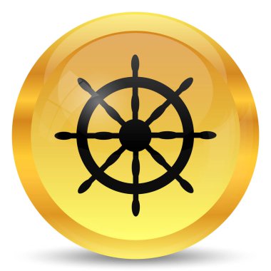 Deniz tekerlek simgesi. Beyaz arka plan üzerinde Internet düğmesi