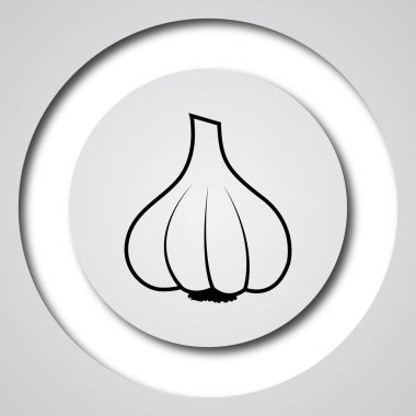 Sarımsak simgesi. Beyaz arka plan üzerinde Internet düğmesi