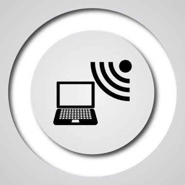 Kablosuz dizüstü simgesi. Beyaz arka plan üzerinde Internet düğmesi