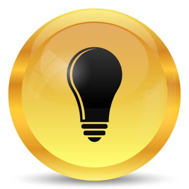 Ampul - fikir simgesi. Beyaz arka plan üzerinde Internet düğmesi