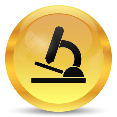 Mikroskop simgesi. Beyaz arka plan üzerinde Internet düğmesi