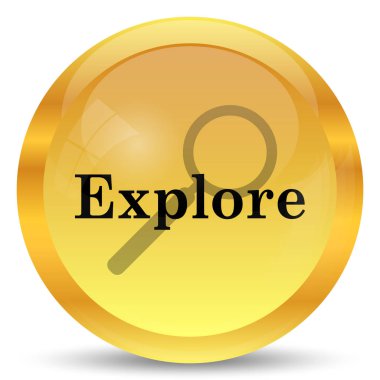 Simge keşfedin. Beyaz arka plan üzerinde Internet düğmesi