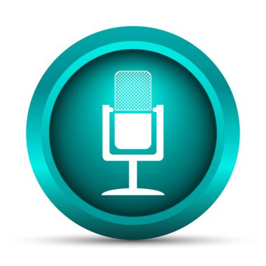 Mikrofon simgesi. Beyaz arka plan üzerinde Internet düğmesi