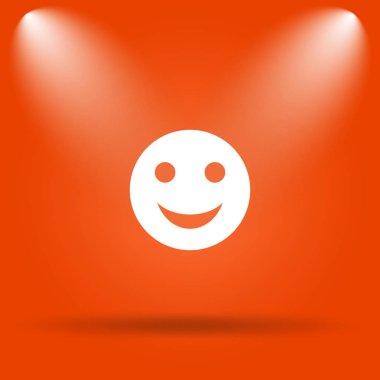 Gülen yüz simgesi. Internet düğmesini turuncu zemin üzerine