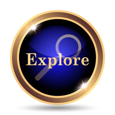 Simge keşfedin. Beyaz arka plan üzerinde Internet düğmesi