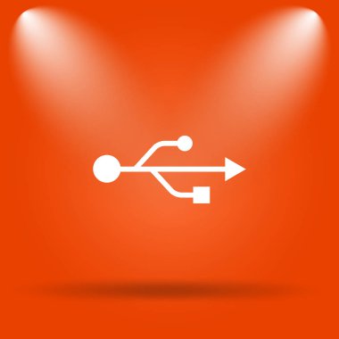 USB simge. Internet düğmesini turuncu zemin üzerine