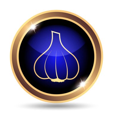 Sarımsak simgesi. Beyaz arka plan üzerinde Internet düğmesi