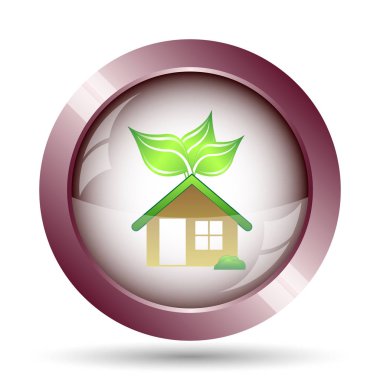 Eko ev simgesi. Beyaz arka plan üzerinde Internet düğmesi