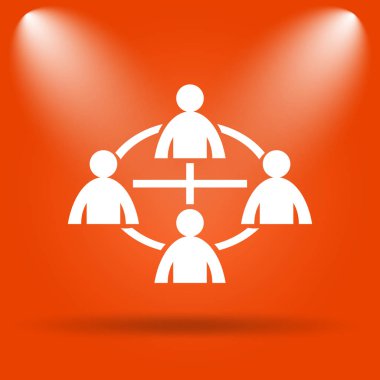 İletişim simgesi. Internet düğmesini turuncu zemin üzerine