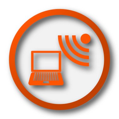 Kablosuz dizüstü simgesi. Beyaz arka plan üzerinde Internet düğmesi