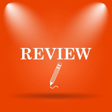 Gözden geçirme simgesi. Internet düğmesini turuncu zemin üzerine