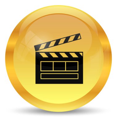 Film simgesi. Beyaz arka plan üzerinde Internet düğmesi