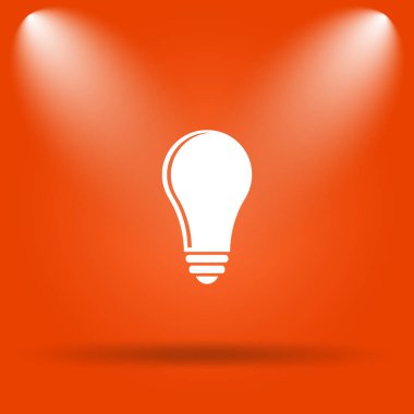 Ampul - fikir simgesi. Internet düğmesini turuncu zemin üzerine