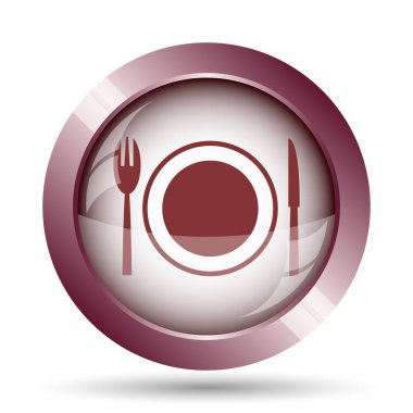 Restoran simgesi. Beyaz arka plan üzerinde Internet düğmesi