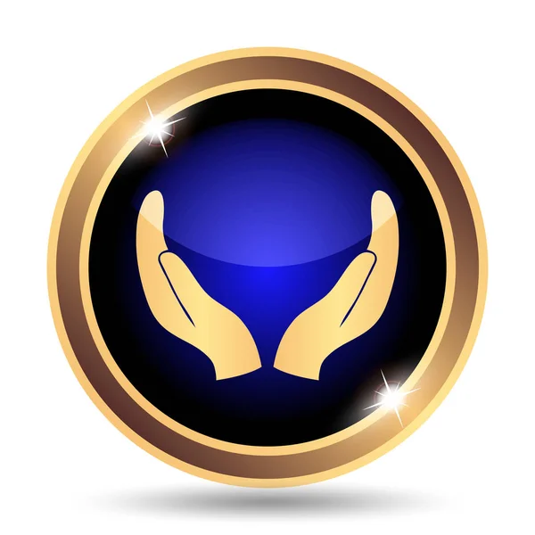 Protecting Hands Icon Internet Button White Background — Stock Photo, Image