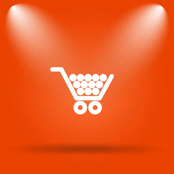 Shopping Cart Pictogram Internet Knop Oranje Achtergrond — Stockfoto