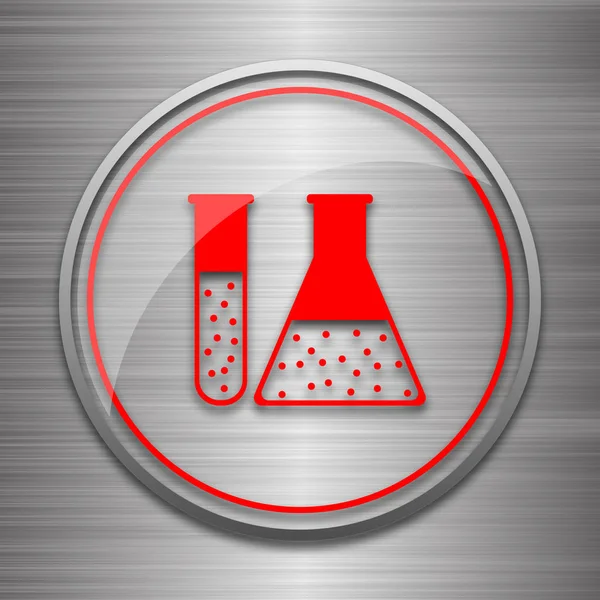 Ikona Množiny Chemie Internet Tlačítko Kovové Pozadí — Stock fotografie
