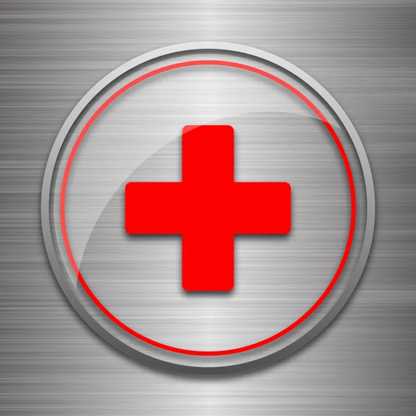 Medyczne Ikonę Krzyżyka Przycisk Internet Podłoże Metaliczne — Zdjęcie stockowe