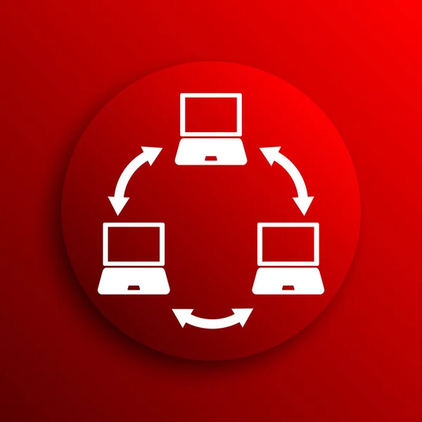 计算机网络图标 白色背景上的互联网按钮 — 图库照片