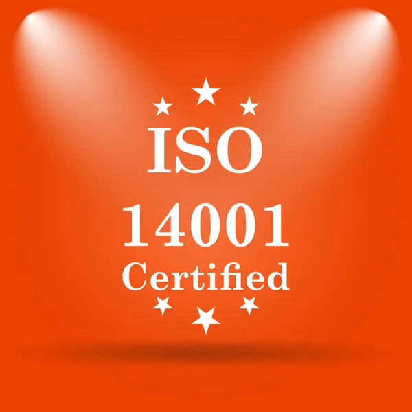 Icona Iso14001 Pulsante Internet Sfondo Arancione — Foto Stock