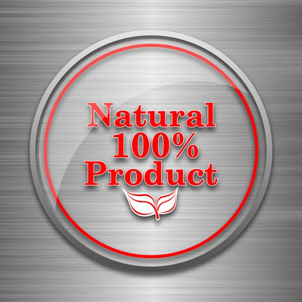 100 Натуральний Продукт Значок Інтернет Кнопки Металевий Фон — стокове фото