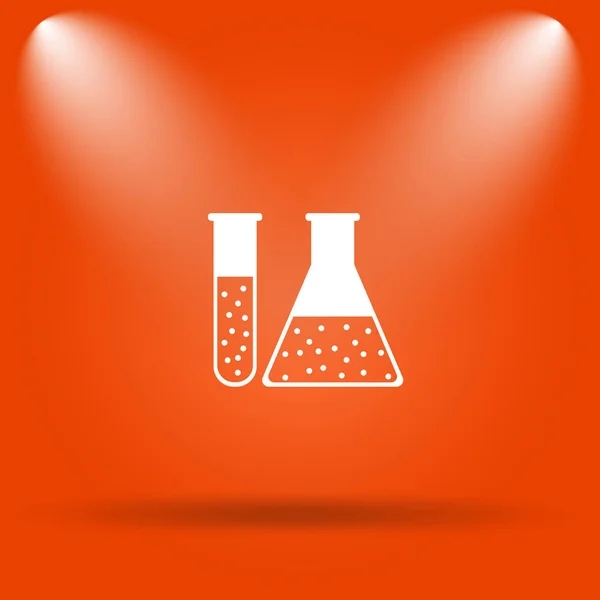 Chemistry set icon. Internet button on orange background