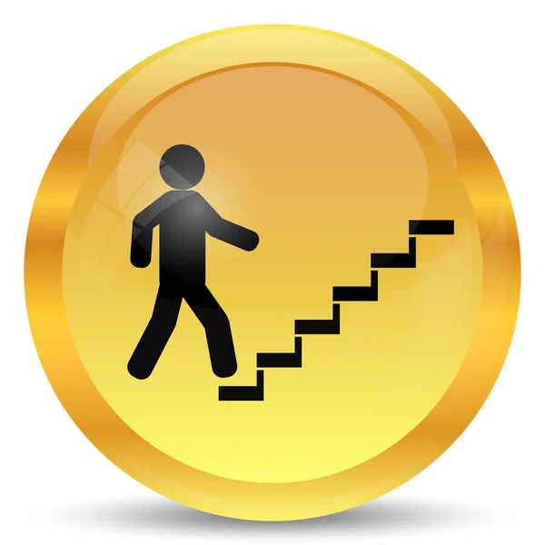 Businessman on stairs - success icon. Internet button on white background