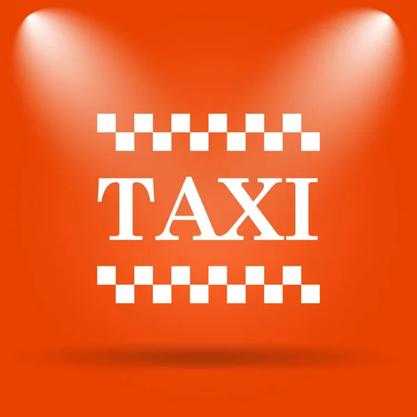 タクシーのアイコン オレンジ色の背景上のインター ネット ボタン — ストック写真