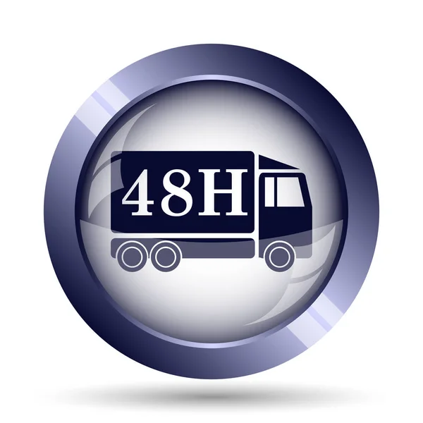 48H Icona Del Camion Consegna Pulsante Internet Sfondo Bianco — Foto Stock
