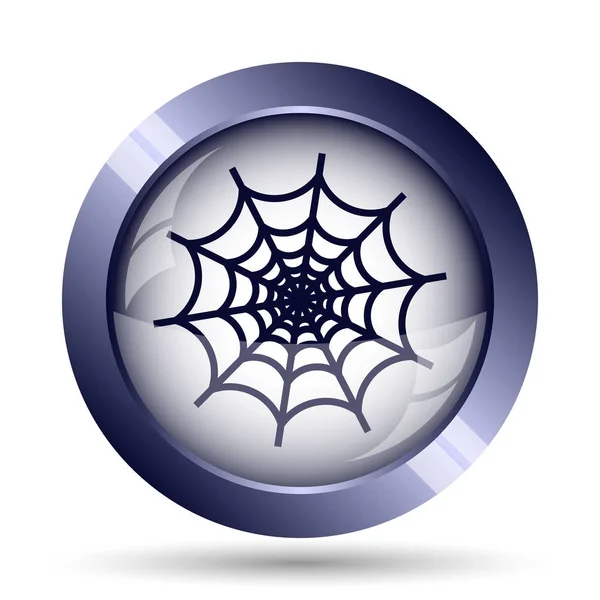 Spider Web Pictogram Internet Knop Witte Achtergrond — Stockfoto